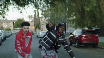 Red printed worn by Lil Mosey on Kill Tek Piece music video by Warhol.ss