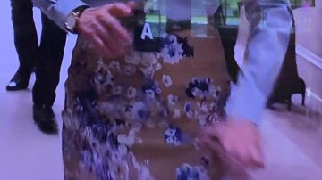 Falda floral usada por Lorraine Zimmer (Julie White) en Designated Survivor (S03E07)
