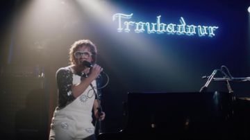 White Overalls with Silver Suns worn by Elton John (Taron Egerton) as seen in Rocketman