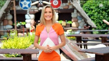 The dress orange and pink worn by Florence Trainar in Prohibited Area