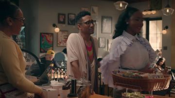 Pale blue blouse with ruffles worn by Kelsey (Nia Jervier) in Dear White People