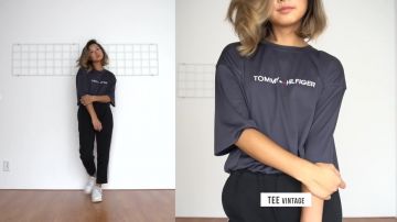 Le T-shirt Tommy Hilfriger gris vintage dans Everyday Uni Outfits | clothesnbits