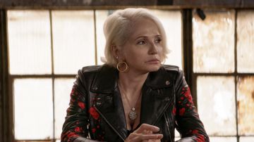 Black leather jacket worn by Smurf (Ellen Barkin) in Animal Kingdom (S3 E11)