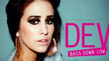 Crystal bamboo earrings worn by Dev in the Bass down low album cover