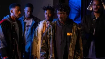 Zip camo jacket worn by RZA (Ashton Sanders) as seen in Wu-Tang: An American Saga (Season 1 Episode 3)