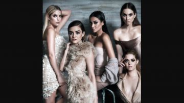 Strapless dress worn by Hanna Marin (Ashley Benson) in Pretty Little Liars (Season 7 promo picture)