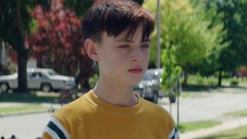 Yellow Shirt with Blue & White Stripes worn by Bill Denbrough (Jaeden Lieberher) in It (2017)