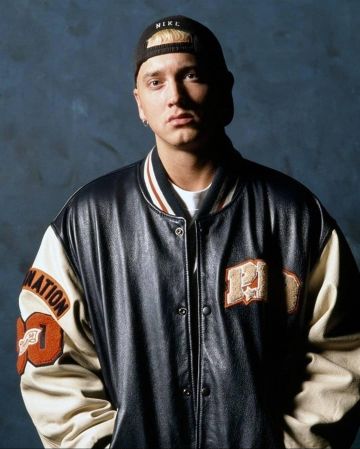 The leather jacket worn by Eminem on the account Instagram of @takingshadysballs