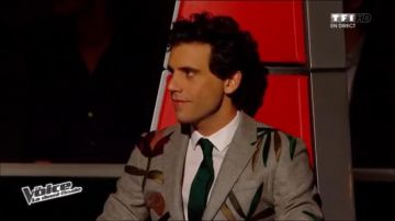 La veste grise imprimée portée par Mika dans l'émission The Voice : la plus belle voix