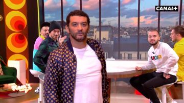 The blue jacket patterned in scope by Ramzy Bedia in the broadcast KEM'S : McFly & Carlito VS BigFlo and Oli