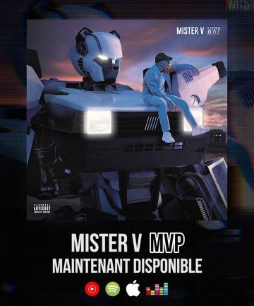 Les chaussures blanches basses portées par Mister V sur son compte Instagram @yvick