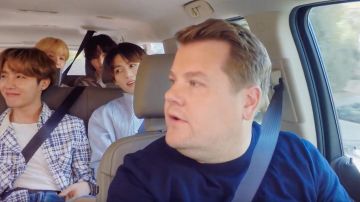 Blue checkered jacket worn by Suga from BTS at Carpool Karaoke TV show