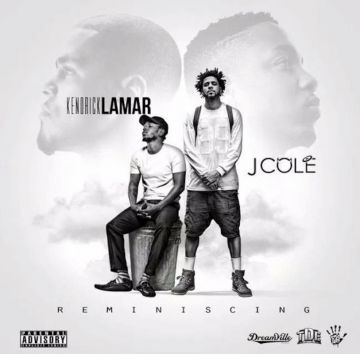 White long sleeve sweatshirt with pockets worn by J. Cole in Reminiscing Album Cover by Kendrick Lamar & J Cole