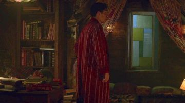 Red Robe w/ White Stripes worn by Ambrose Spellman (Chance Perdomo) in Chilling Adventures of Sabrina (S01E03)