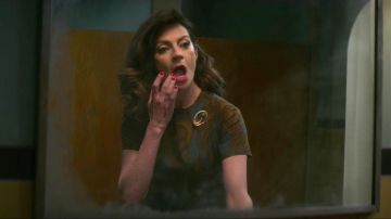 Brown & Blue Dress worn by Mary Wardwell (Michelle Gomez) in Chilling Adventures of Sabrina (S01E03)