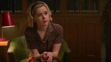 Purple Paisley Blouse worn by Sabrina Spellman (Kiernan Shipka) in Chilling Adventures of Sabrina (S01E03)