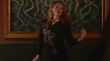Black Dress with Sparkly Details worn by Zelda Spellman (Miranda Otto) in Chilling Adventures of Sabrina (S01E03)