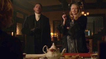 Grey Silk Dress worn by Zelda Spellman (Miranda Otto) in Chilling Adventures of Sabrina (S01E03)