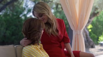 Red silk wrap dress worn by Carla (Ester Expósito) as seen in Elite (S03E06)