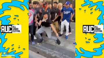 Sneakers worn by NLE Choppa as seen in Blueface Scared Of NLE Choppa New Dance Starts Holding Him Up By Shirt YouTube video