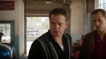 Striped short-sleeve button-down worn by Carroll Shelby (Matt Damon) in Ford v Ferrari