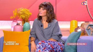 Le pantalon à fleurs porté par Faustine Bollaert dans l'émission Ça commence aujourd'hui
