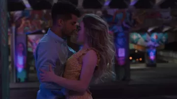 Work It Movie Looks: Quinn Ackerman (Sabrina Carpenter) Wears a Yellow Floral Print Dress