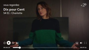 Suéter a rayas azul verde negro de Andréa Martel (Camille Cottin) en Dix Pour Cent (S04E01)