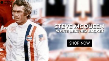 White Leather Jacket For Men worn by Steve McQueen (Steve McQueen) in Le Mans