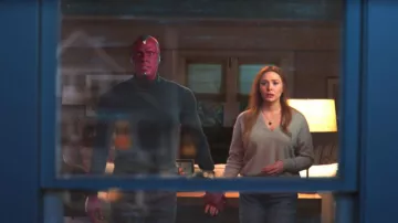 The green sweater worn by Vision (Paul Bettany) in the series WandaVision (Season 1 Episode 9)