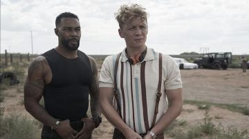 Striped polo worn by Dieter (Matthias Schweighöfer) in Army of the Dead movie