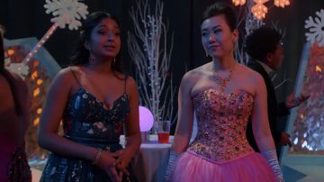 Green Floral Dress worn by Devi Vishwakumar (Maitreyi Ramakrishnan) in Never Have I Ever TV series wardrobe (Season 2 Episode 10)