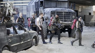 Blue boots shoes worn by Dieter (Matthias Schweighöfer) as seen in Army of the Dead movie