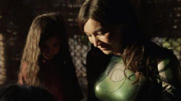 Green costume cosplay worn by Sersi (Gemma Chan) as seen in Eternals movie