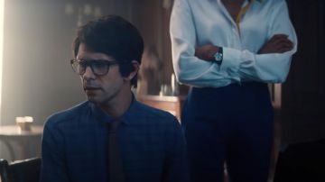 Blue plaid shirt worn by Q (Ben Whishaw) as seen in No Time to Die movie