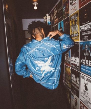 Printed Blue Jacket worn by Scarlxrd in a Instagram picture