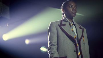 Moordale School Uniform in gray worn by Cal Bow­man (Dua Saleh) as seen in Sex Education TV series outfits (S03E07)