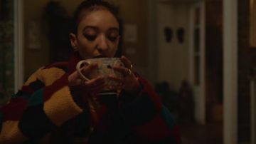 Color block fur Coat worn by Ola Nyman (Patricia Allison) in Sex Education outfits (Season 3 Episode 3)