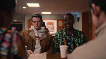 Beige and Striped Hoodie worn by Adam Groff (Con­nor Swindells) as seen in Sex Education (Season 3 Episode 3)