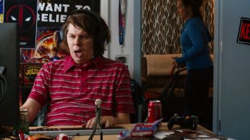 Striped polo worn by Keith, the 22-Year-Old Gamer (Matthew Cardarople) as seen in Free Guy