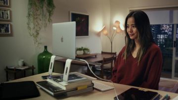 Red sweater worn by Emily (Jamie Chung) as seen in Mr. Corman TV series wardrobe (Season 1 Episode 10)