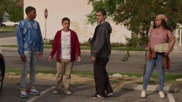 Multicolor sneakers worn by Jamal Turner (Brett Gray) as seen in On My Block (S04E07)