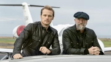Chaqueta de motociclista de cuero usada por Graham McTavish como se ve en Men in Kilts: A Roadtrip with Sam and Graham (Temporada 1 Episodio 7)