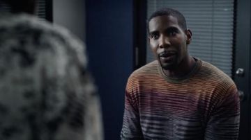 Multicolor Striped Crewneck Sweater worn by Daniel Henderson (Desean Terry) as seen in The Morning Show TV series outfits (Season 2 Episode 4)