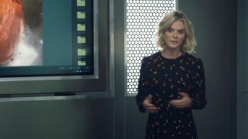 Black Printed dress worn by Dr. Nikki Alexander (Emilia Fox) as seen in Silent Witness TV show outfits (Season 24 Episode 1)