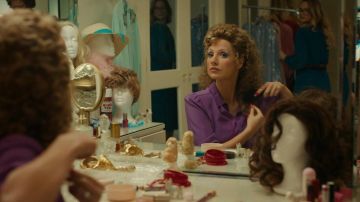 Purple Blouse Shirt worn by Tammy Faye Bakker (Jessica Chastain) as seen in The Eyes of Tammy Faye movie wardrobe