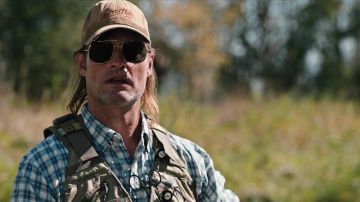 Aviator gold sunglasses worn by Roarke (Josh Holloway) as seen in Yellowstone TV series wardrobe (Season 4 Episode 1)