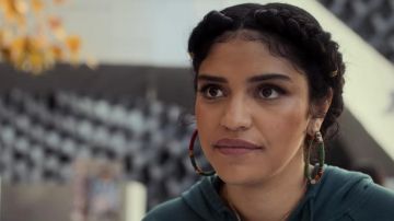 México hoop earrings worn by Ana Morales (Karrie Martin) in Gentefied TV series wardrobe (Season 2 Episode 2)