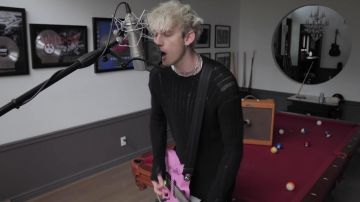 Black Shirt worn by Machine Gun Kelly  in his Misery Business (Paramore Cover) music video with Travis Barker