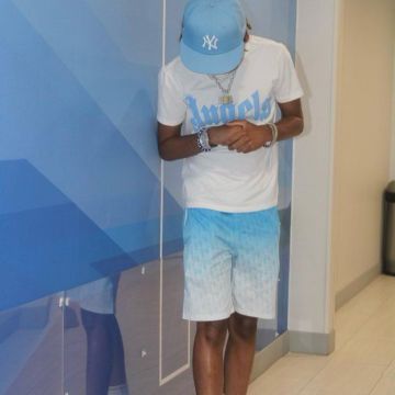 White and blue ombre Short as seen on the Instagram account @bankrollblockayee